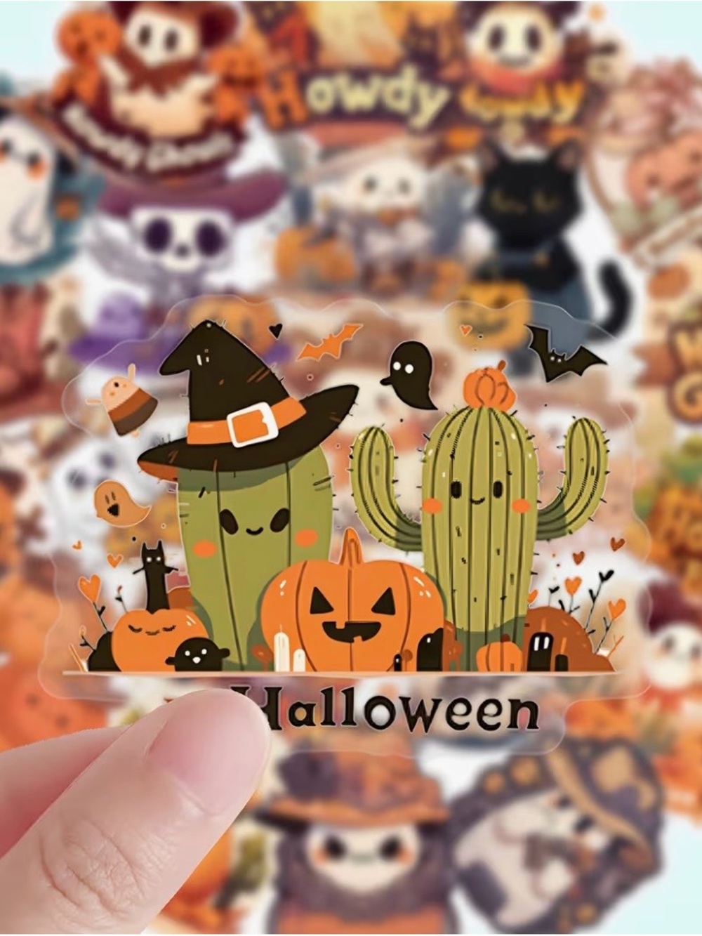 56 Western Halloween Stickers Cowboys & Cowgirls Cactus Pumpkins Ghost Boots - Picture 15 of 16